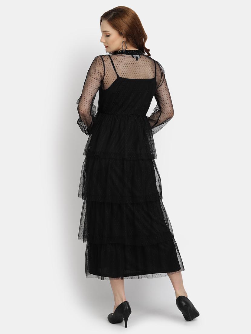 puff sleeved dobby ruffle dress - 17892960 - Zoom Image - 4