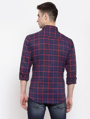 navy blue checkered casual shirt - 17894210 - Standard Image - 3