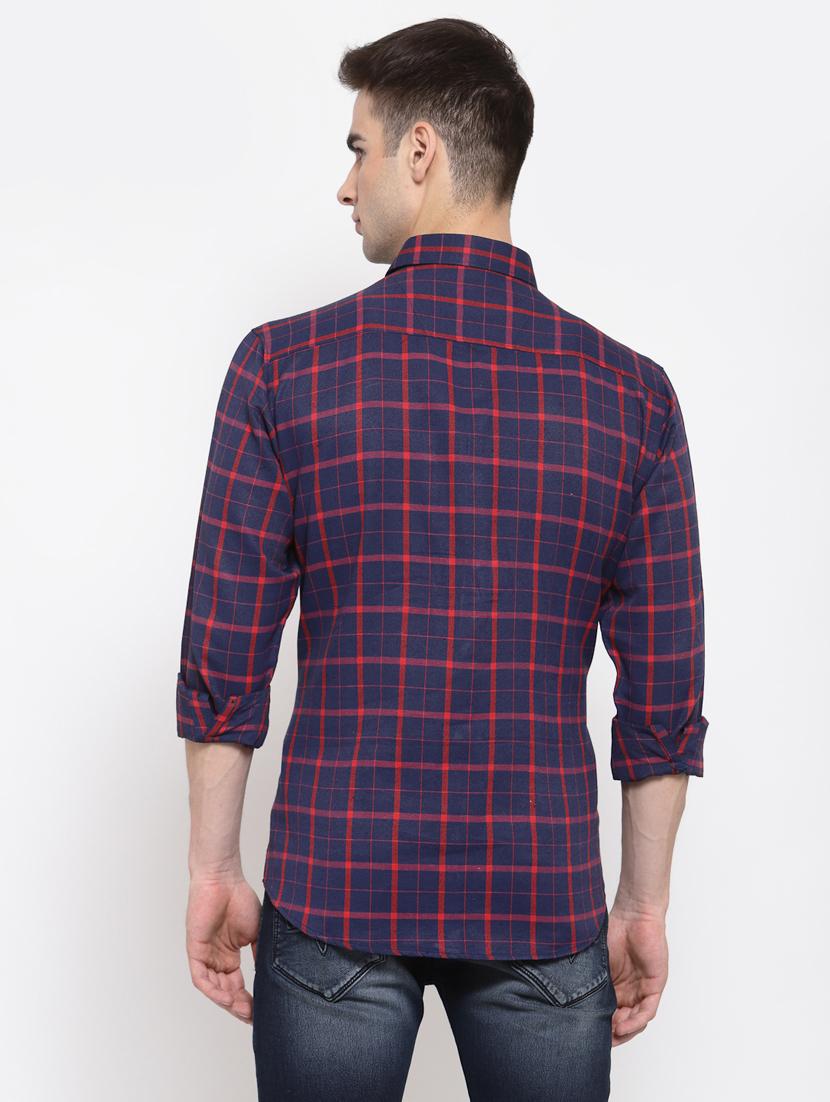 navy blue checkered casual shirt - 17894210 - Zoom Image - 3