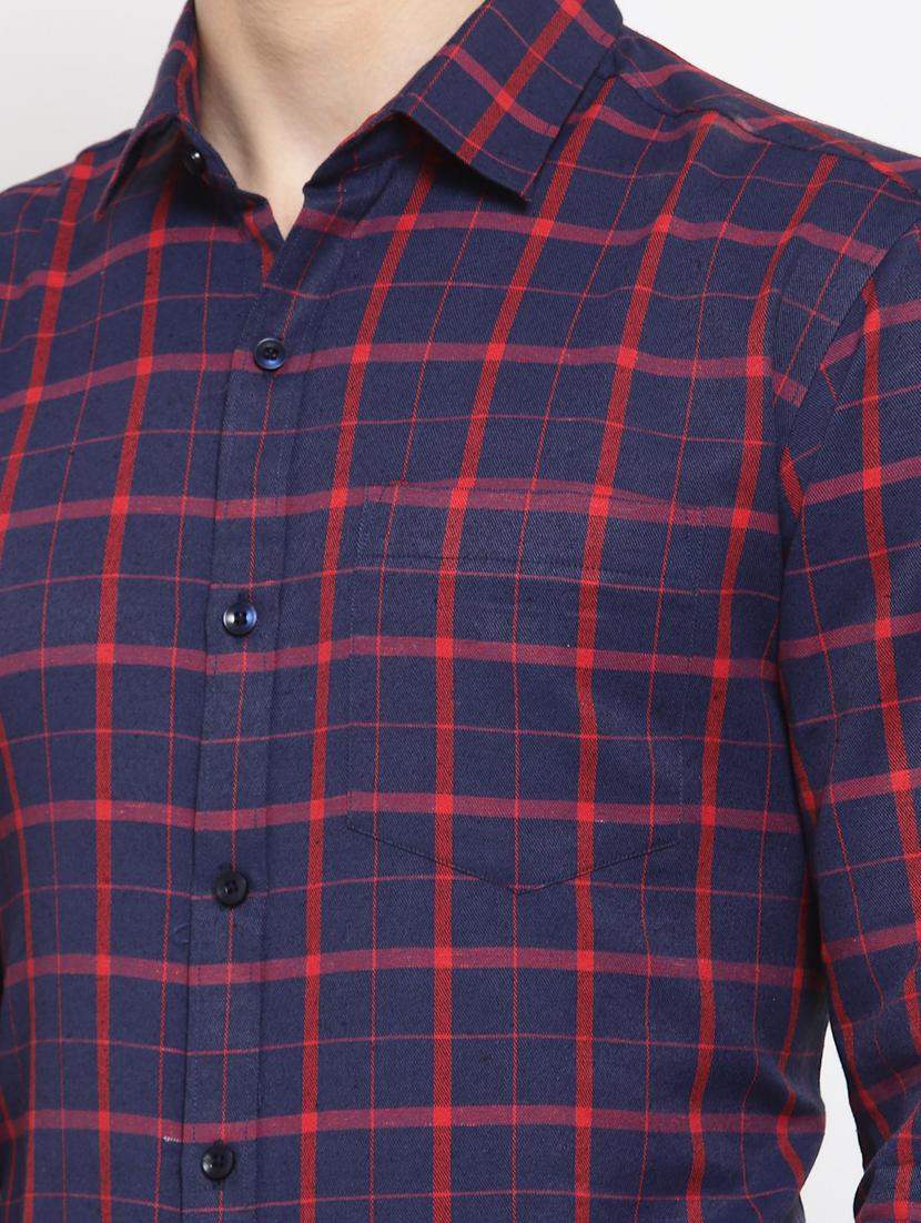 navy blue checkered casual shirt - 17894210 - Zoom Image - 5