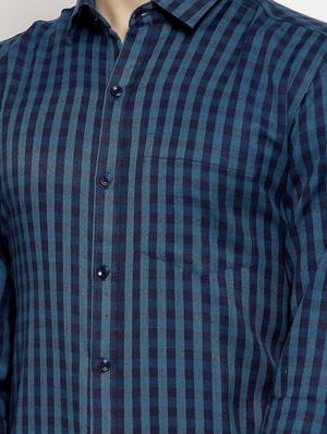 blue checkered casual shirt - 17894214 - Standard Image - 5