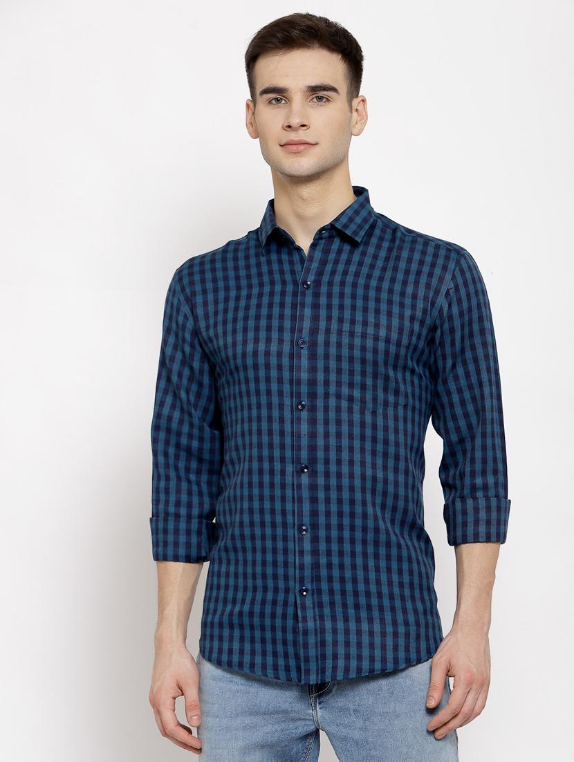 blue checkered casual shirt - 17894214 - Zoom Image - 1
