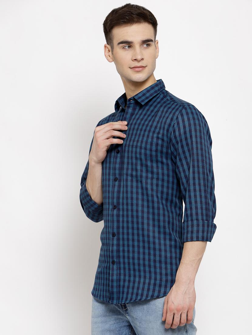 blue checkered casual shirt - 17894214 - Zoom Image - 2