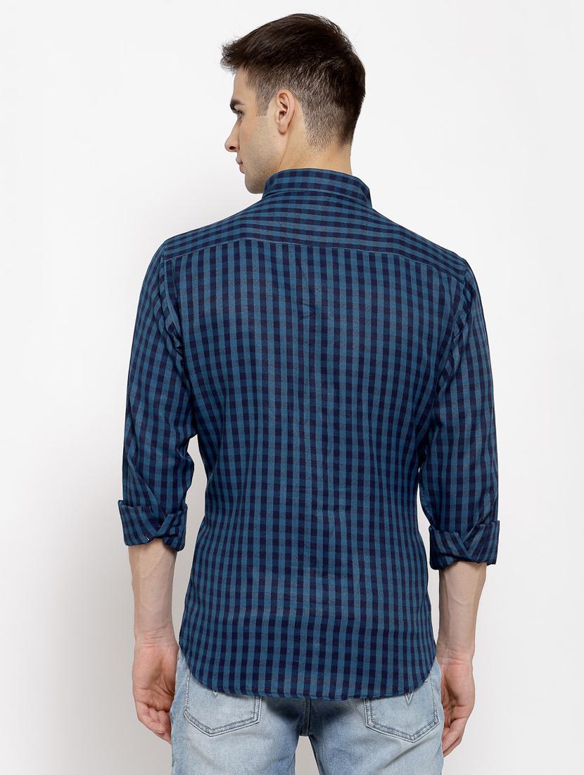 blue checkered casual shirt - 17894214 - Zoom Image - 3