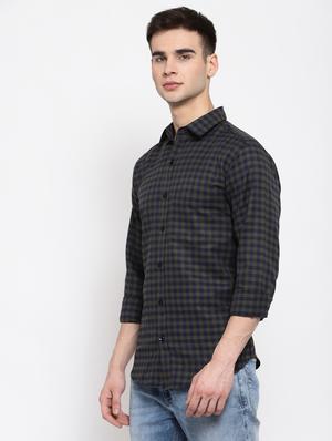 olive green checkered casual shirt - 17894215 - Standard Image - 2