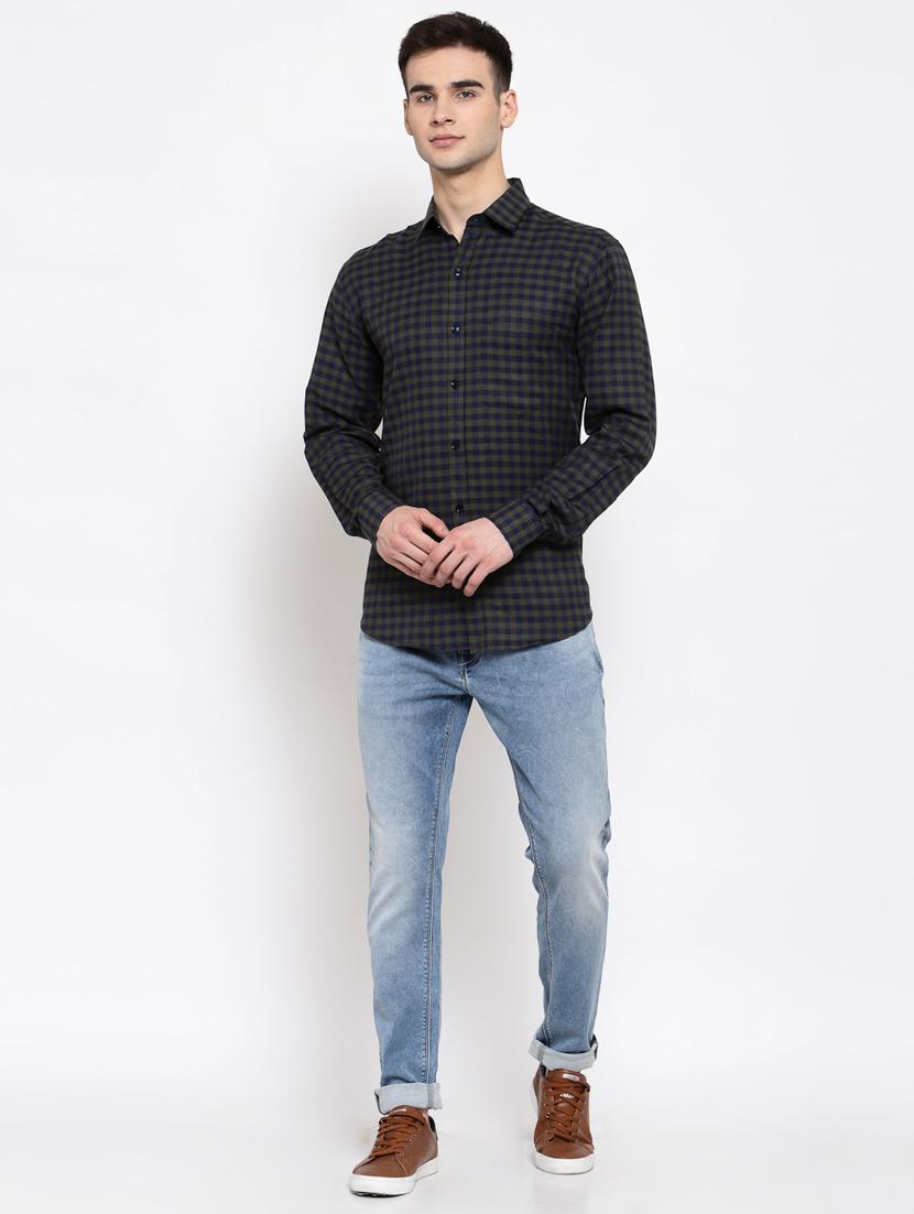 olive green checkered casual shirt - 17894215 - Zoom Image - 4