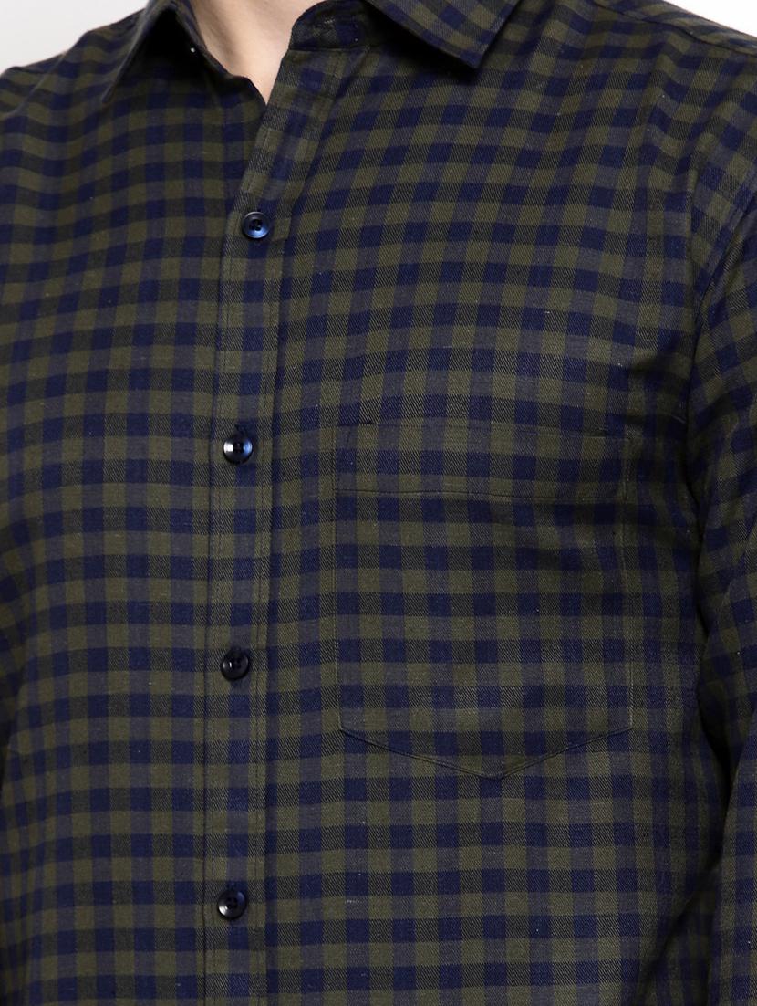 olive green checkered casual shirt - 17894215 - Zoom Image - 5