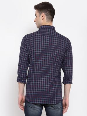 dark blue checkered casual shirt - 17894218 - Standard Image - 3