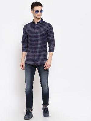 dark blue checkered casual shirt - 17894218 - Standard Image - 4