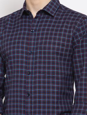 dark blue checkered casual shirt - 17894218 - Standard Image - 5