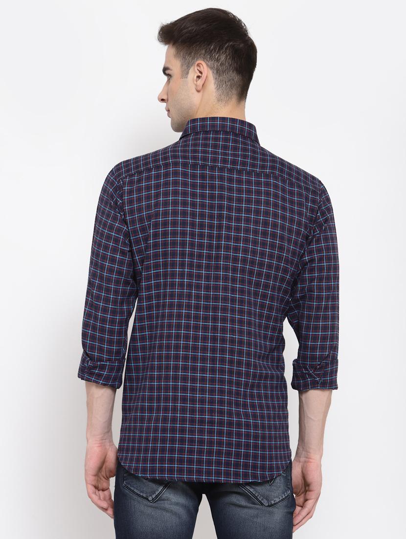 dark blue checkered casual shirt - 17894218 - Zoom Image - 3