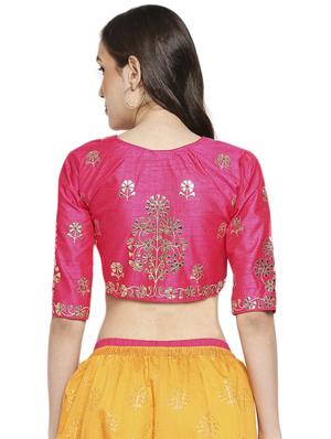pink cotton blend embroidered blouse - 17894377 - Standard Image - 3