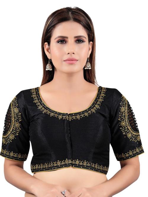 black art silk embroidered blouse - 17894435 -  Standard Image - 0