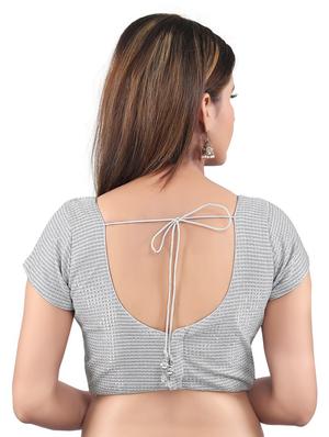 silver cotton blend embroidered blouse - 17894527 - Standard Image - 3