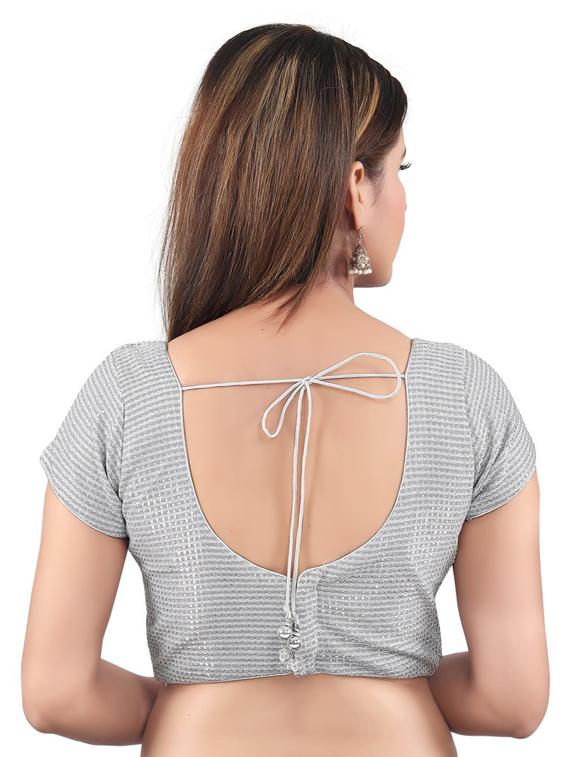 silver cotton blend embroidered blouse - 17894527 - Zoom Image - 3