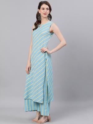 striped kurta palazzo set - 17895878 - Standard Image - 2