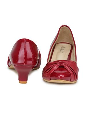 red synthetic platforms pumps - 17895960 - Standard Image - 4