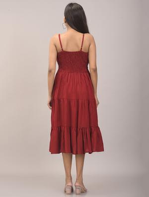 red rayon empire line dress - 17896244 - Standard Image - 3