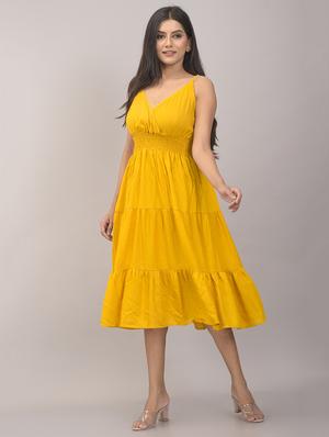 yellow rayon empire line dress - 17896246 - Standard Image - 2