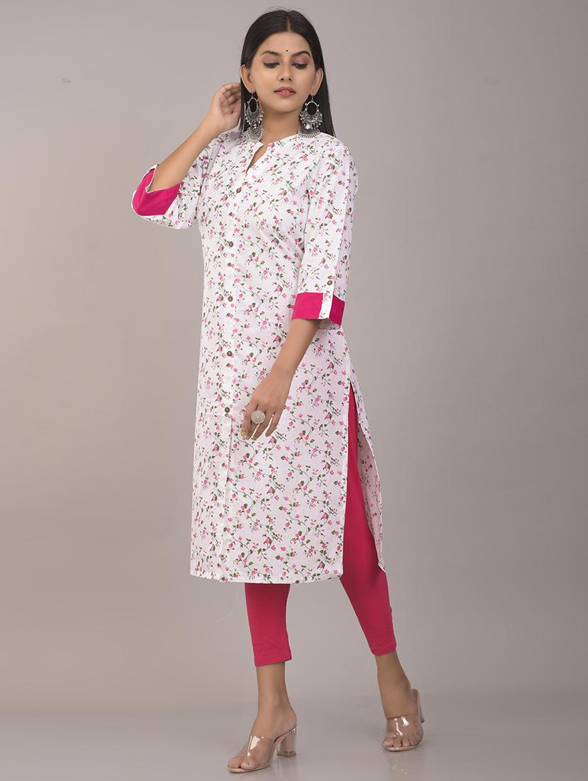 floral printed straight kurta - 17896300 - Zoom Image - 2