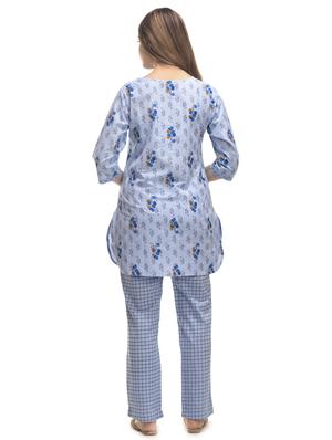 round neck printed nightwear pajama set - 17896302 - Standard Image - 2