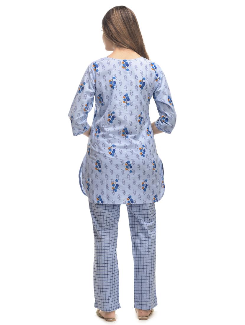 round neck printed nightwear pajama set - 17896302 - Zoom Image - 2