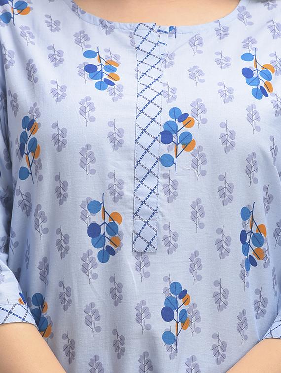round neck printed nightwear pajama set - 17896302 - Zoom Image - 3