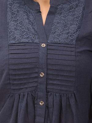 mandarin neck solid top - 17896314 - Standard Image - 4