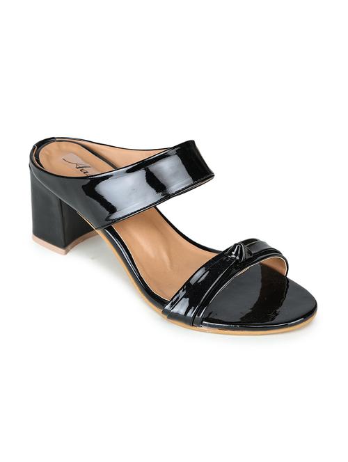 black synthetic slip on sandals - 17896544 -  Standard Image - 0