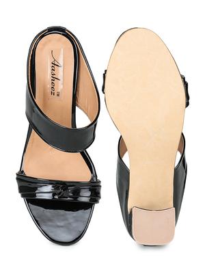 black synthetic slip on sandals - 17896544 - Standard Image - 5