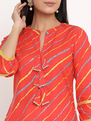 leheriya printed straight kurta - 17896741 - Standard Image - 4