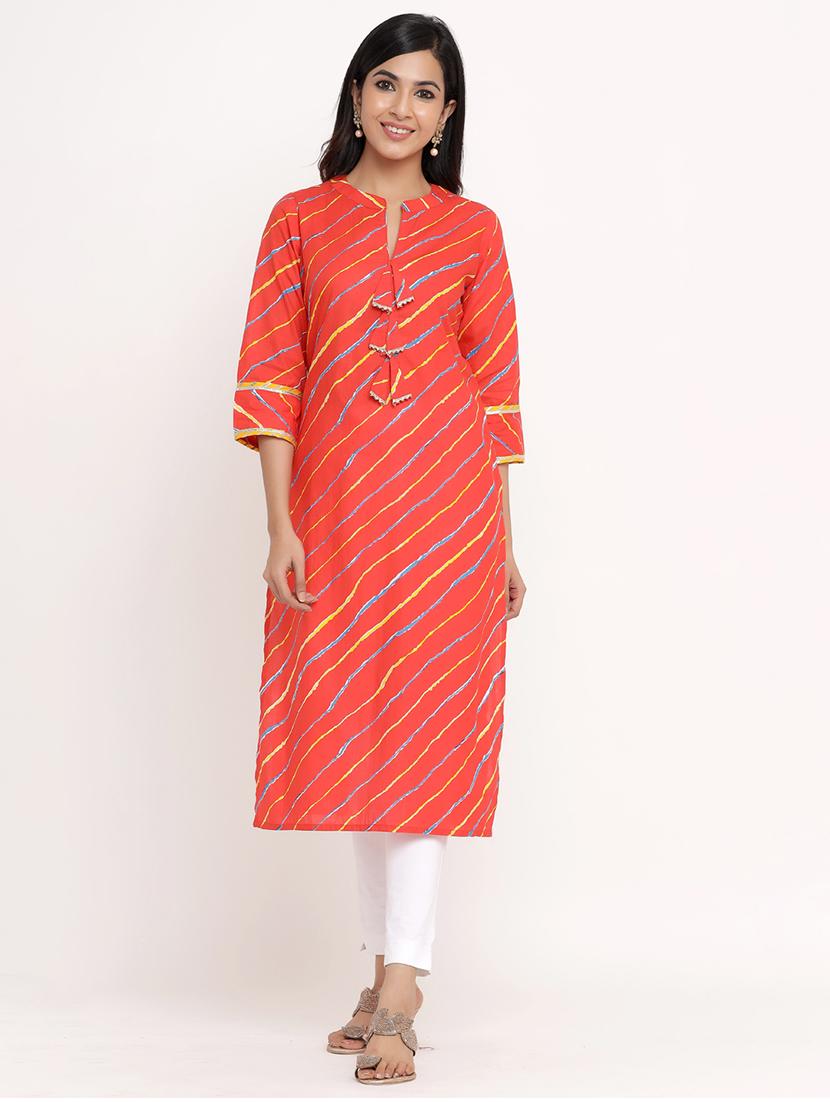 leheriya printed straight kurta - 17896741 - Zoom Image - 1