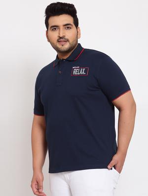 plus navy blue printed polo t-shirt - 17897263 - Standard Image - 2