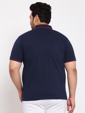 plus navy blue printed polo t-shirt - 17897263 - Standard Image - 3