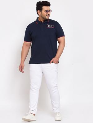 plus navy blue printed polo t-shirt - 17897263 - Standard Image - 4
