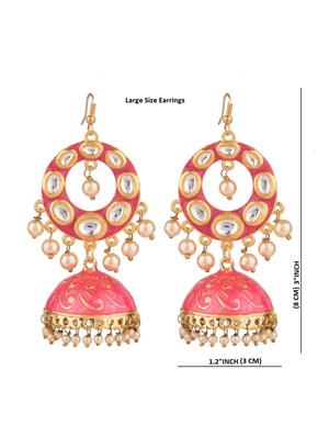 kundan floral jhumka earrings set - 17897635 - Standard Image - 3