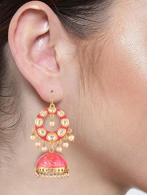 kundan floral jhumka earrings set - 17897635 - Standard Image - 4