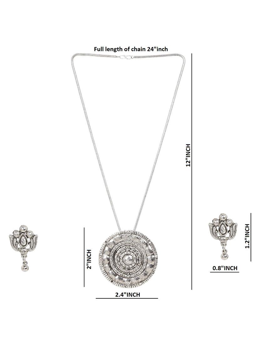 antique pendant chain necklace earrings set for women - 17898475 - Zoom Image - 5