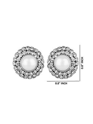 white metal studs earring - 17898627 - Standard Image - 2