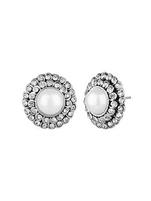 white metal studs earring - 17898627 - Standard Image - 3