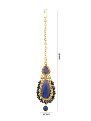 crystal kundan maang tikka with earrings set - 17899847 - Standard Image - 2