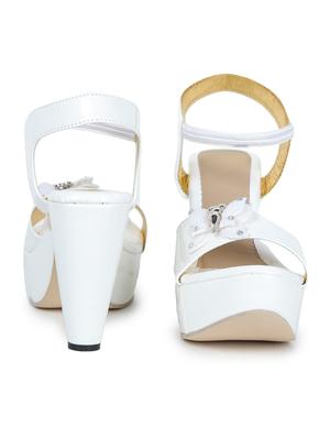 white synthetic back strap sandals - 17900200 - Standard Image - 3