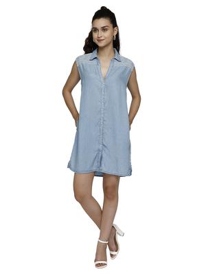 embroidered detail denim shirt dress - 17901085 - Standard Image - 4
