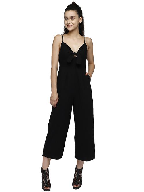 tie front solid jumpsuit - 17901091 -  Standard Image - 0