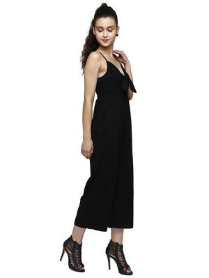 tie front solid jumpsuit - 17901091 - Standard Image - 3