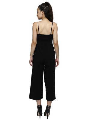 tie front solid jumpsuit - 17901091 - Standard Image - 4