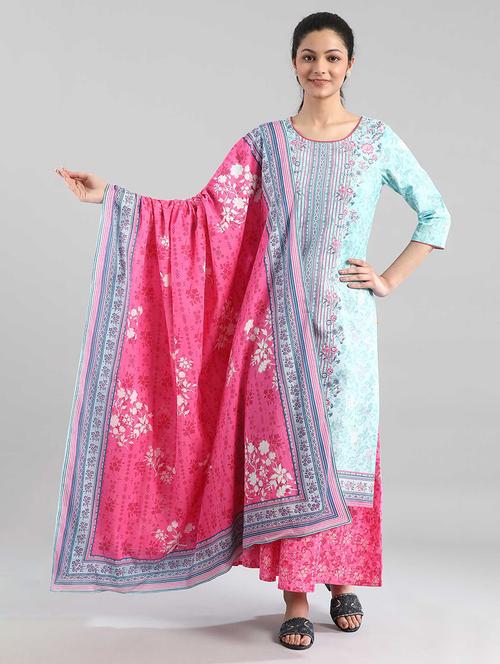 pink cotton printed dupatta - 17902078 - Standard Image - 1