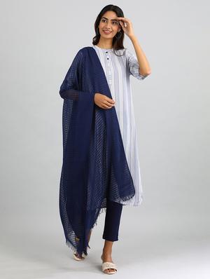 blue cotton printed dupatta - 17902092 - Standard Image - 2