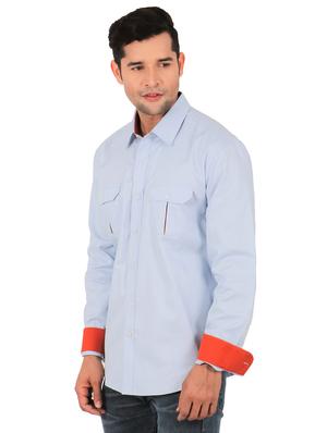 light blue solid casual shirt - 17904252 - Standard Image - 2