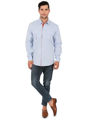 light blue solid casual shirt - 17904252 - Standard Image - 4